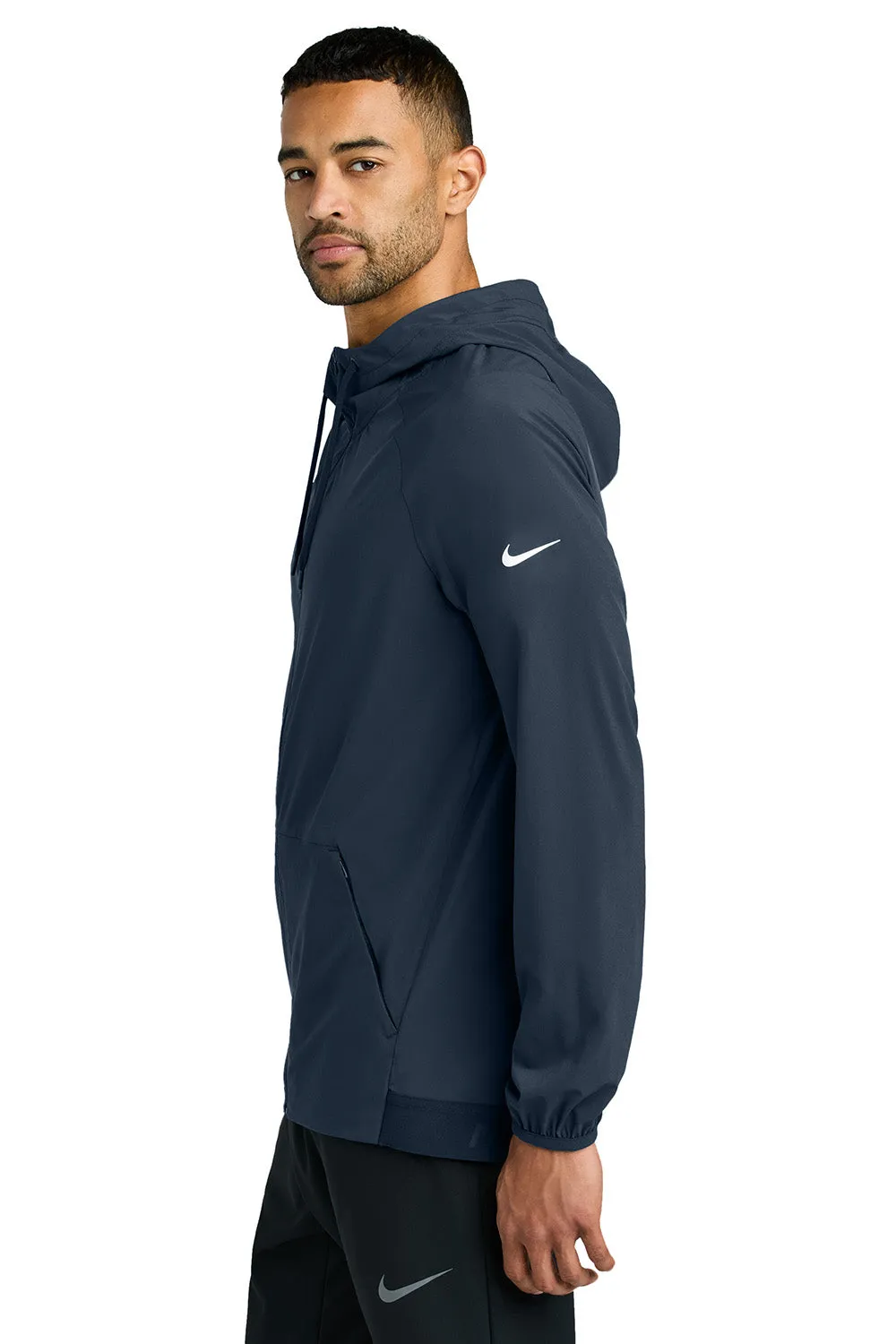 Nike Mens Pro Dri-Fit Moisture Wicking Full Zip Hooded Jacket - Navy Blue/Game Royal Blue