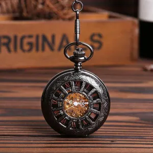 Nostalgic Hollow Wheel Shape Roman Digital Mechanical Pocket Watch 