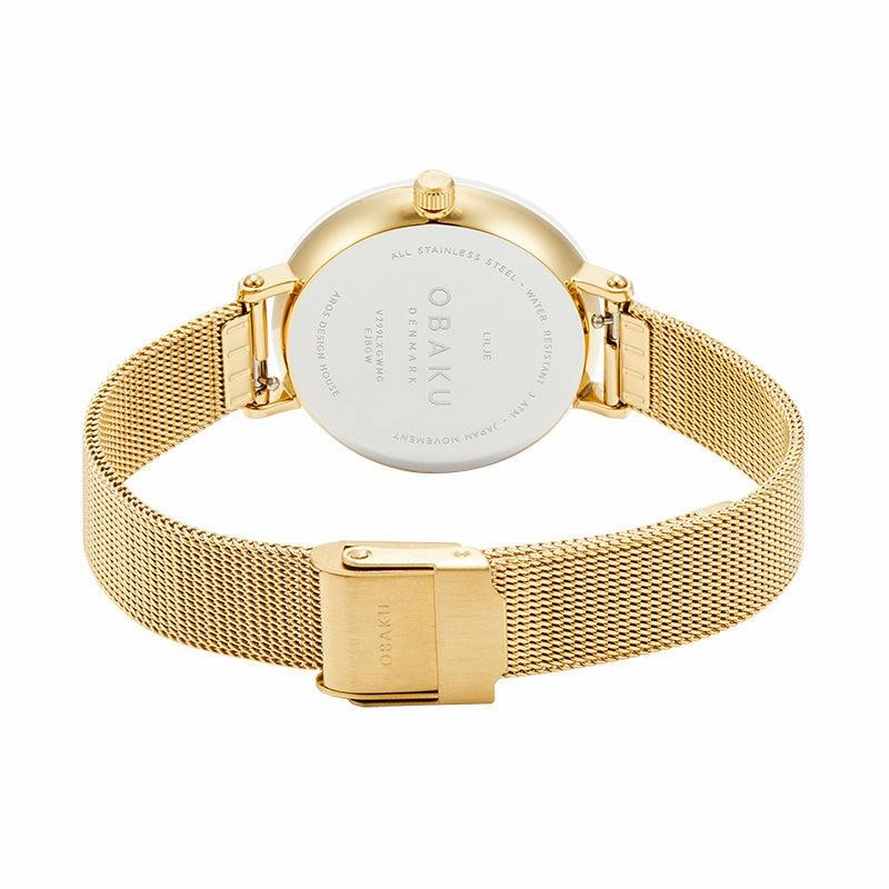 Obaku Lilje Gold - White Dial Ladies Watch V299LXGWMG-EJBGW