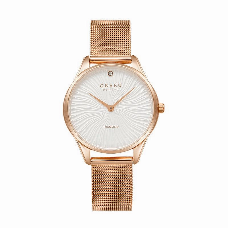 Obaku Smykke Rose Gold - White Dial Stainless Steel Ladies Watch V297LXVIMV
