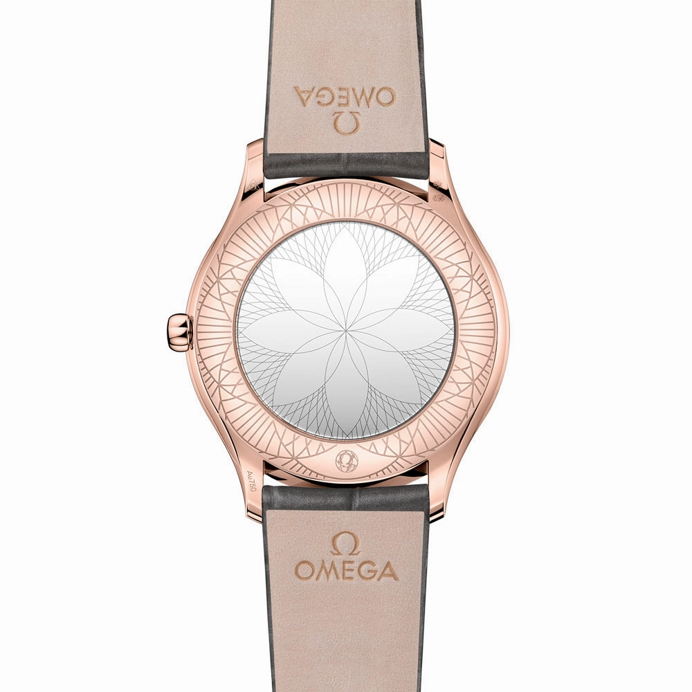 OMEGA De Ville Tresor 36mm Silver Dial 18ct Rose Gold Diamond Ladies Quartz Watch 42858366002001
