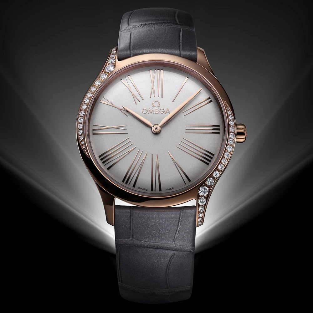 OMEGA De Ville Tresor 36mm Silver Dial 18ct Rose Gold Diamond Ladies Quartz Watch 42858366002001