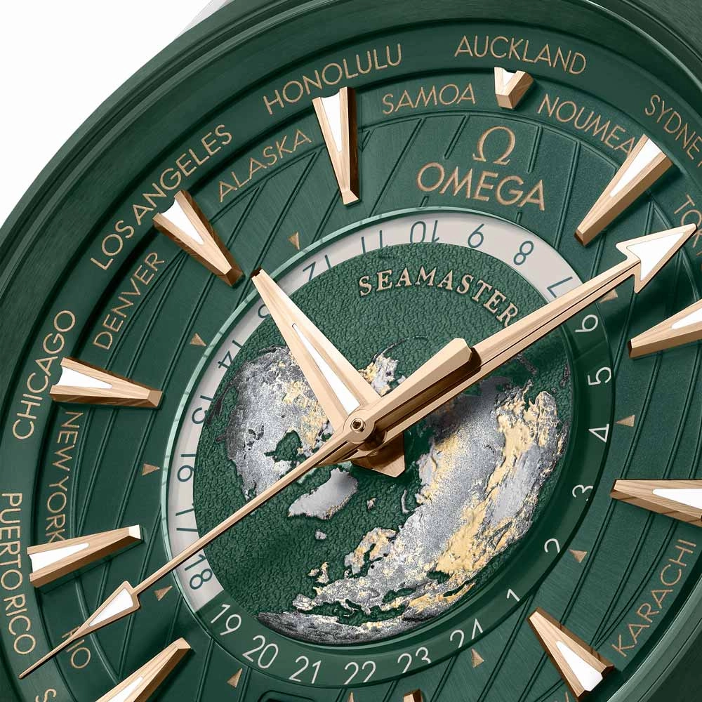 OMEGA Seamaster Aqua Terra 150M GMT Worldtimer 43mm Green Dial Automatic Gents Watch 22032432210001