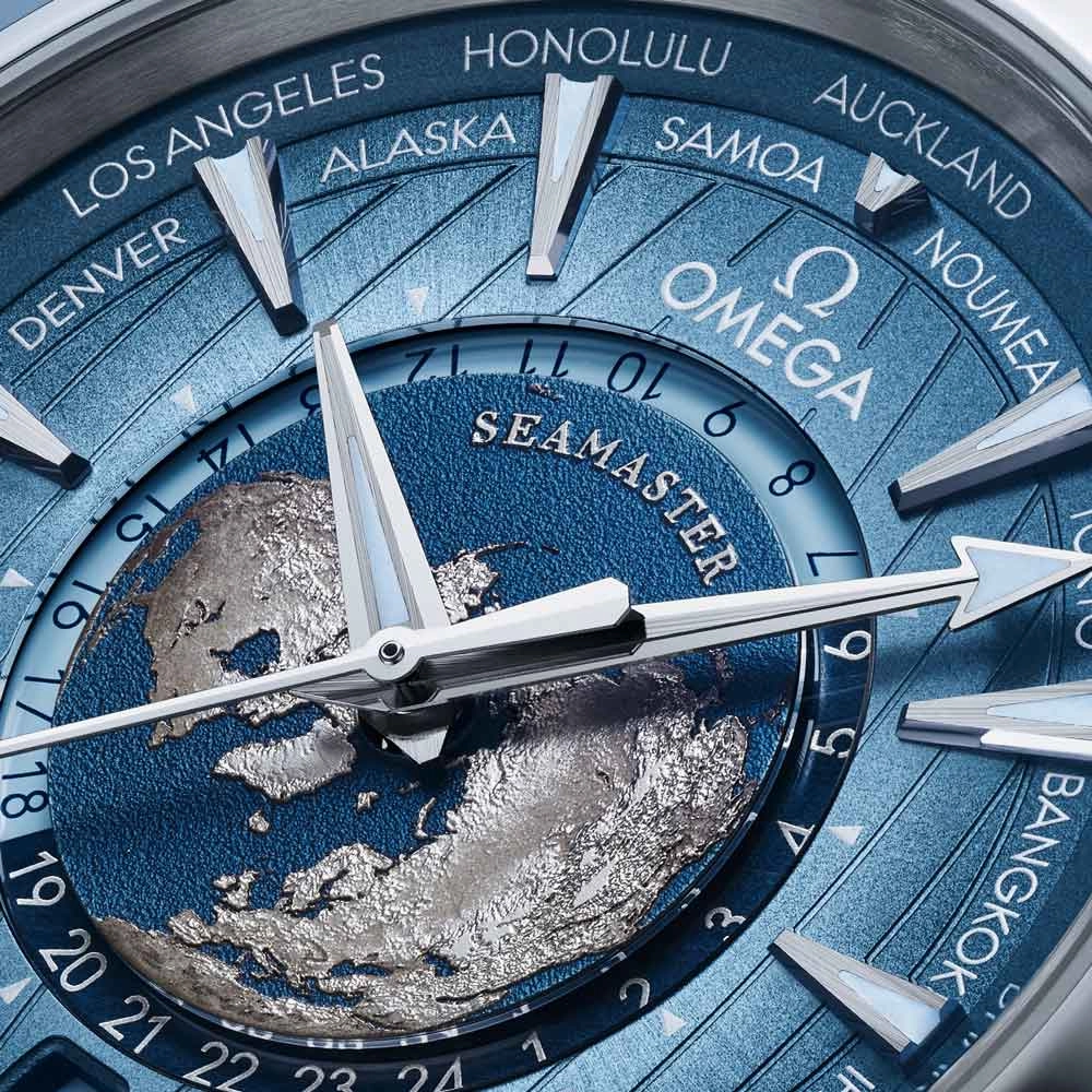 OMEGA Seamaster Aqua Terra 150M GMT Worldtimer 43mm Summer Blue Dial Automatic Gents Watch 22012432203002