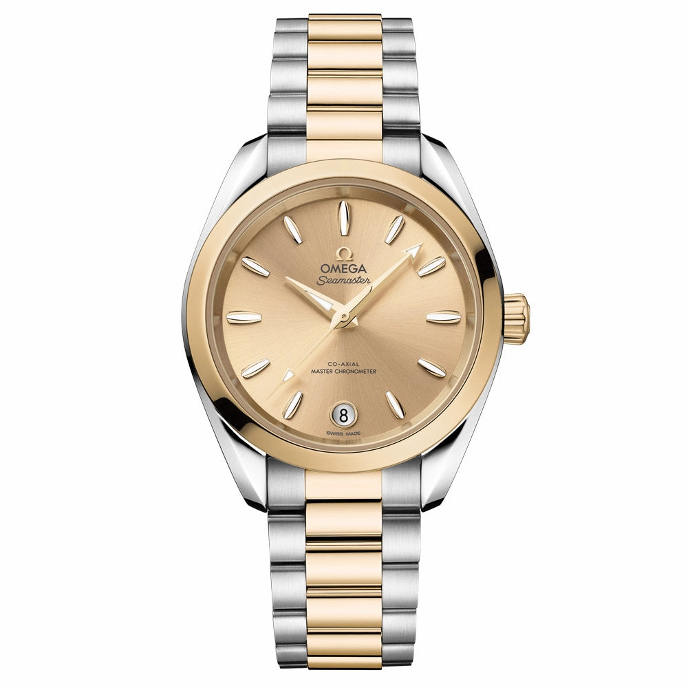 OMEGA Seamaster Aqua Terra Shades 34mm Yellow Dial 18ct Gold and Steel Automatic Watch 22020342008001