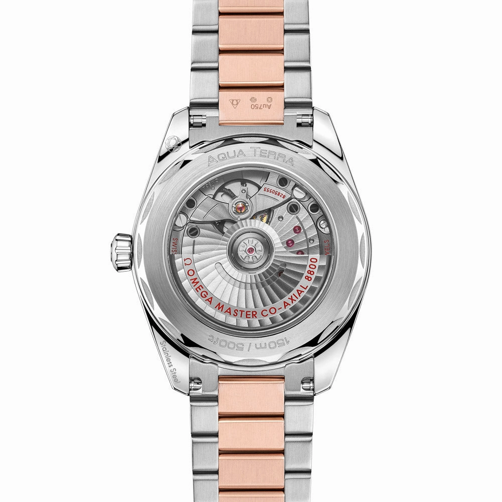 OMEGA Seamaster Aqua Terra Shades 38mm Linen Dial 18ct Rose Gold and Steel Automatic Watch 22020382009001