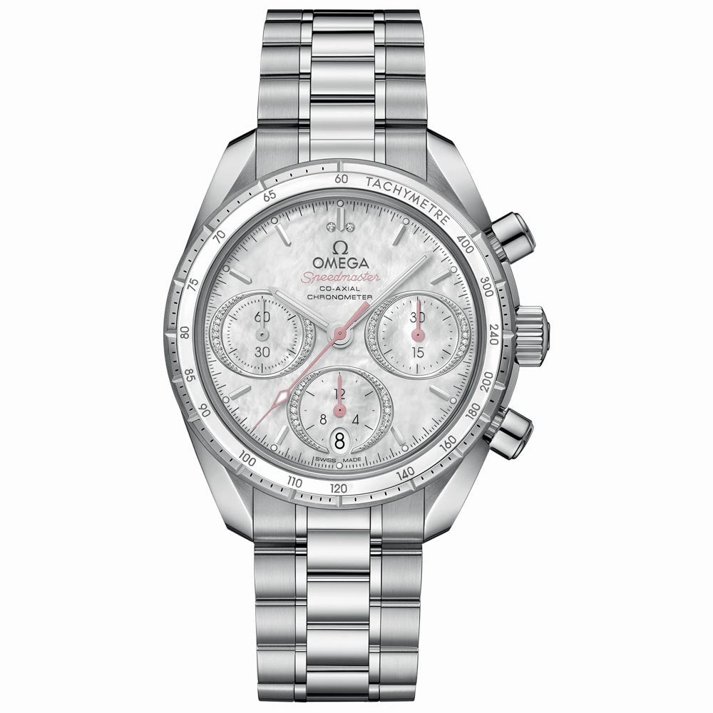 OMEGA Speedmaster 38 Chronograph 38mm MOP Dial Diamond Automatic Ladies Watch 32430385055001