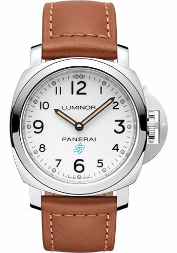 Panerai Luminor Base Logo - 44mm - Brushed Steel - Black Dial - Gold Calf Monte Carlo Strap - PAM00775 