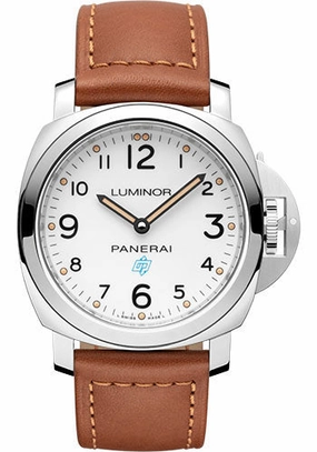 Panerai Luminor Base Logo - 44mm - Brushed Steel - Black Dial - Gold Calf Monte Carlo Strap - PAM00775 