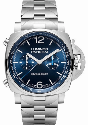 Panerai Luminor Chrono - 44mm Brushed Steel Case - Blue Sun-Brushed Dial - PAM01110 