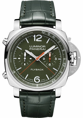 Panerai Luminor Chrono Flyback Verde Militare - 44mm Polished Steel Case - Green Dial - PAM01296 