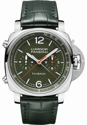 Panerai Luminor Chrono Flyback Verde Militare - 44mm Polished Steel Case - Green Dial - PAM01296 