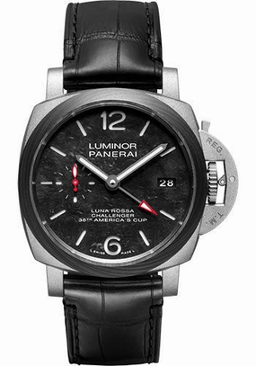 Panerai Luminor Luna Rossa GMT - 42mm - Sand-Blasted Titanium - Panerai Scafotech Black Dial - PAM01096 