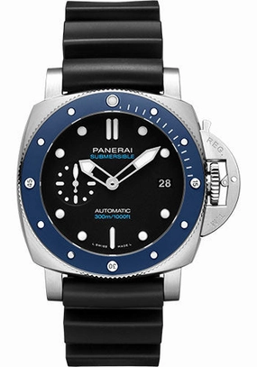 Panerai Submersible Azzurro - 42mm - Brushed Steel - Black Dial Limited Edition of 500 - PAM01209 