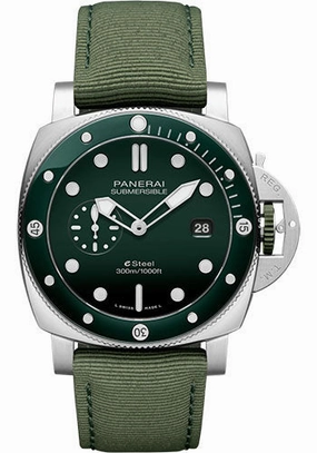 Panerai Submersible QuarantaQuattro eSteel Verde Smeraldo - 44mm Brushed Esteel Case - Green Polished Gradient Dial - PAM01287 