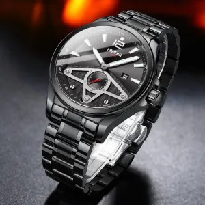 Personality Design Solid Strap Luminous Multifunction Quartz Watch 