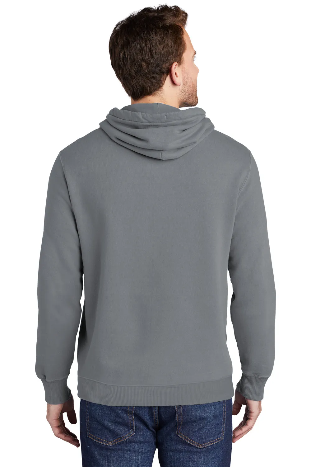 Port & Company Mens Beach Wash Fleece Hooded Sweatshirt Hoodie w/ Pouch Pocket - Pewter Grey  Buy the latest Clothing Port-Company