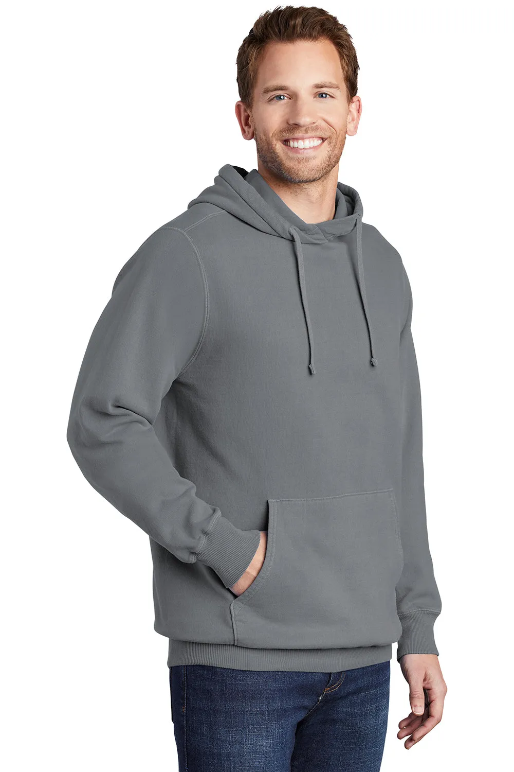 Port & Company Mens Beach Wash Fleece Hooded Sweatshirt Hoodie w/ Pouch Pocket - Pewter Grey  Buy the latest Clothing Port-Company