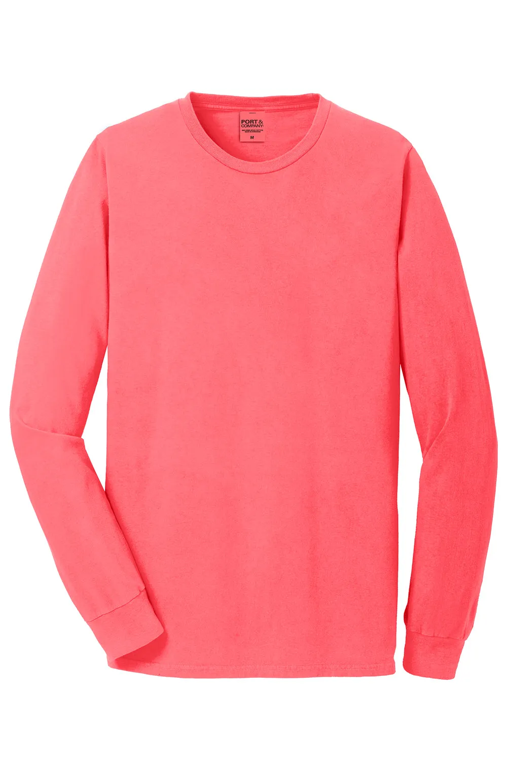 Port & Company Mens Beach Wash Long Sleeve Crewneck T-Shirt - Neon Coral  Buy the latest Clothing Port-Company