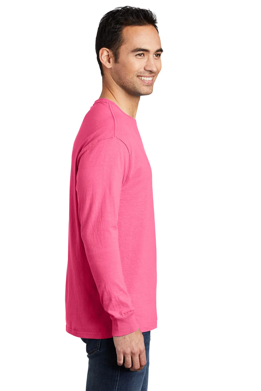 Port & Company Mens Beach Wash Long Sleeve Crewneck T-Shirt - Neon Pink  Buy the latest Clothing Port-Company