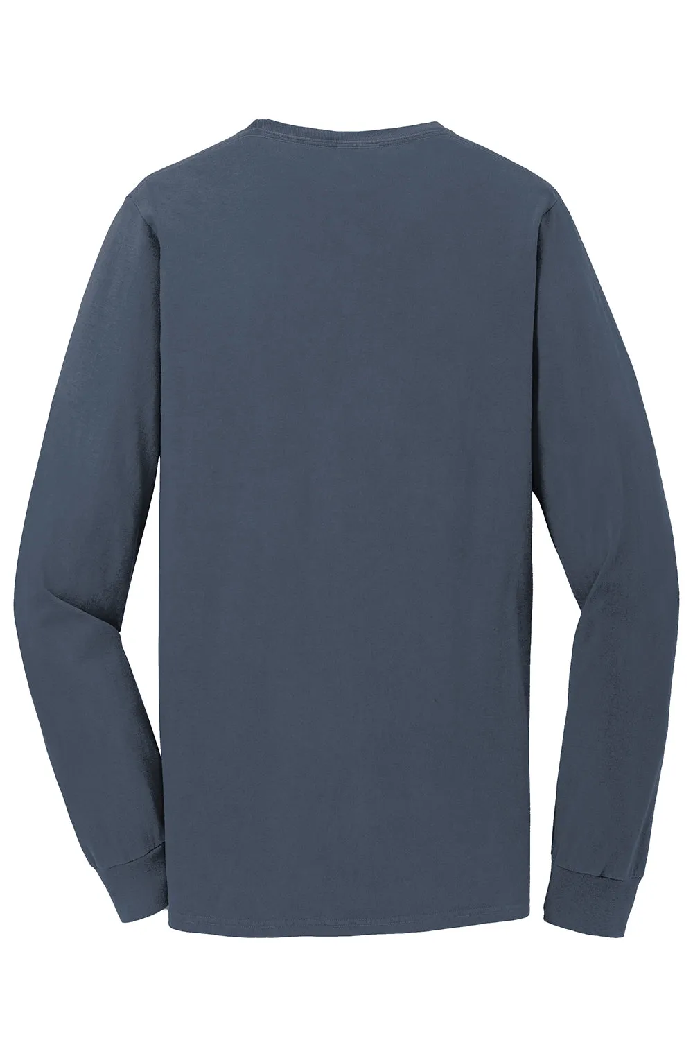 Port & Company Mens Beach Wash Long Sleeve Crewneck T-Shirt w/ Pocket - Denim Blue - Closeout  Buy the latest Clothing Port-Company