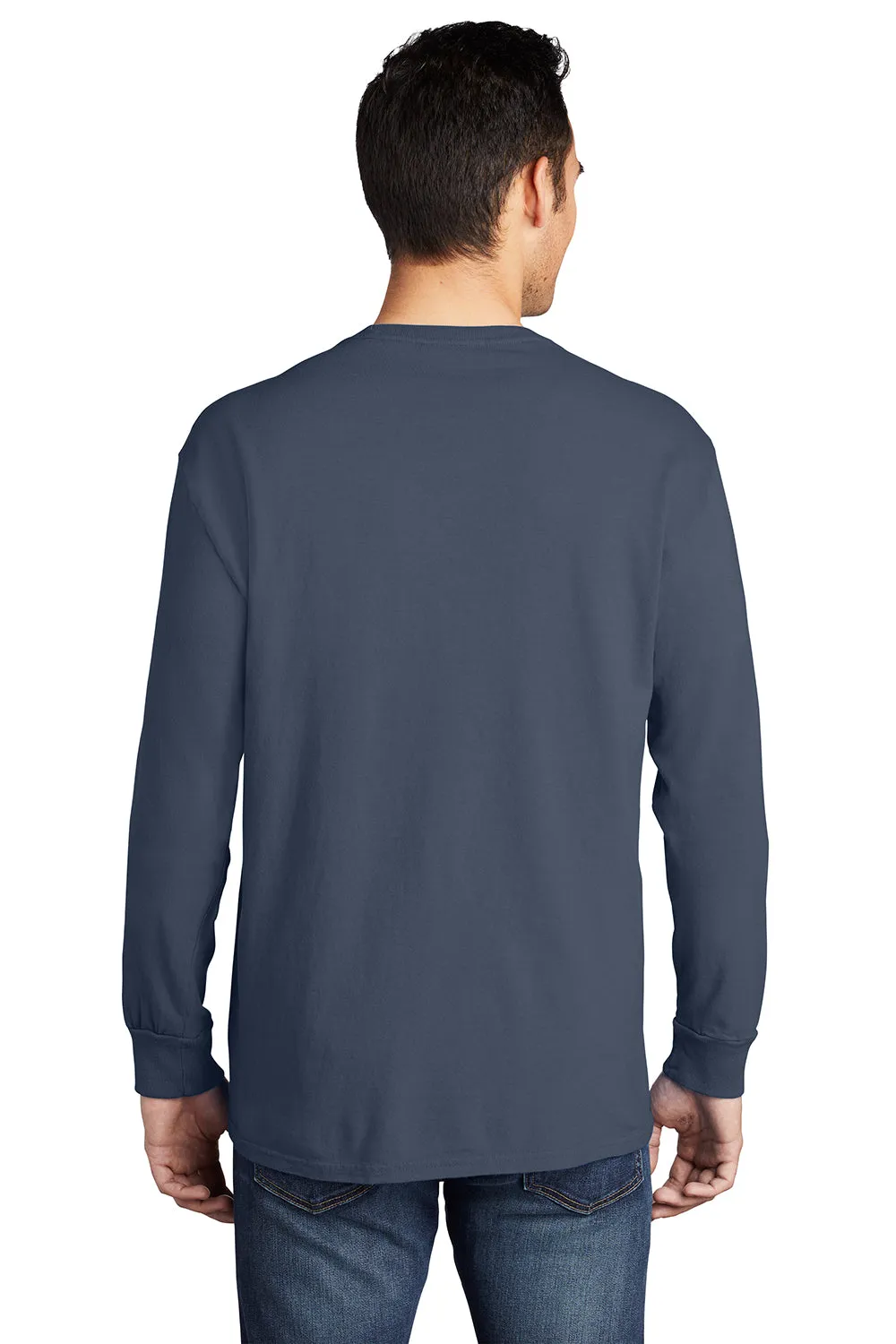 Port & Company Mens Beach Wash Long Sleeve Crewneck T-Shirt w/ Pocket - Denim Blue - Closeout  Buy the latest Clothing Port-Company