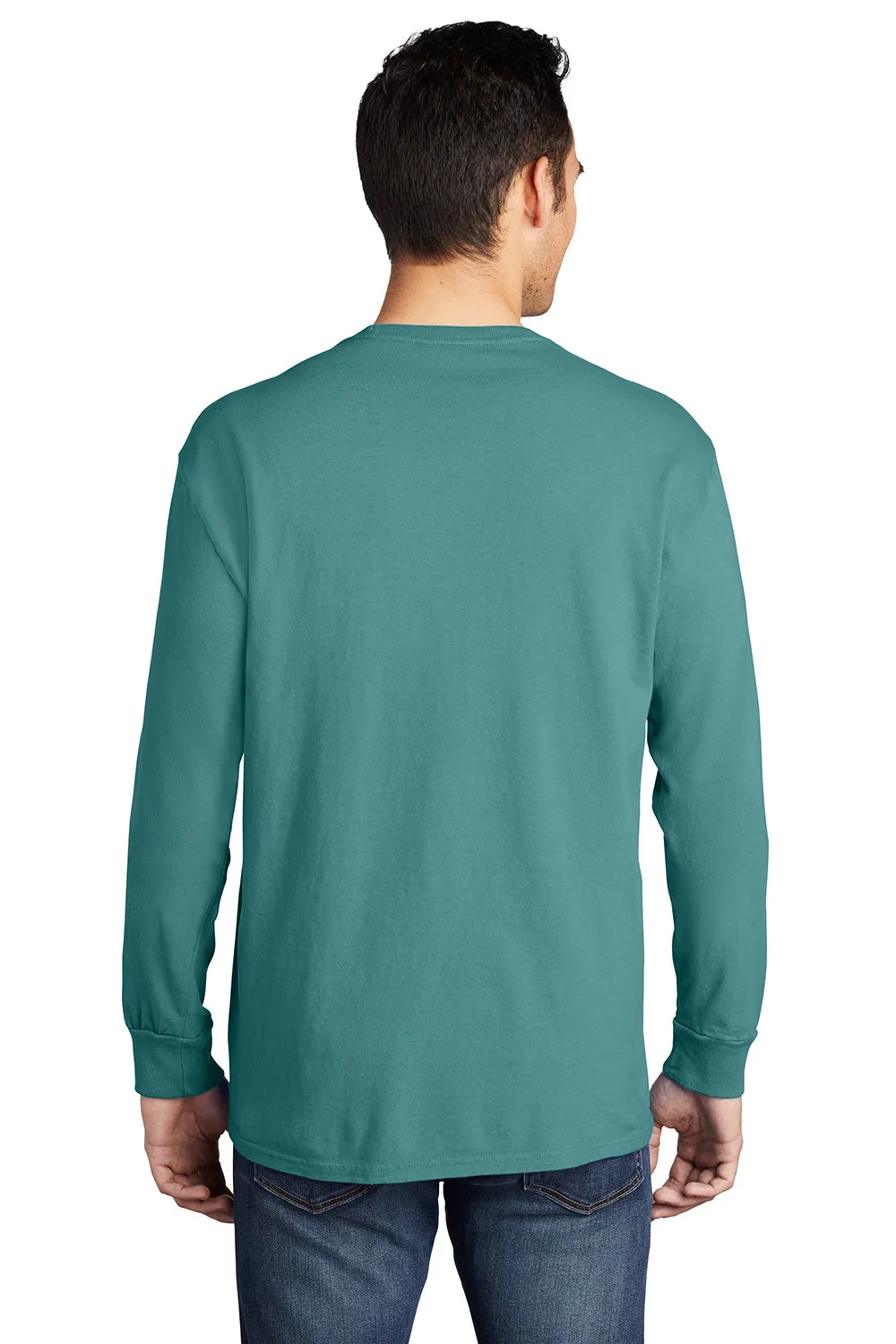 Port & Company Mens Beach Wash Long Sleeve Crewneck T-Shirt w/ Pocket - Peacock Green - Closeout  Buy the latest Clothing Port-Company