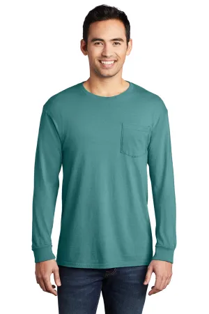 Port & Company Mens Beach Wash Long Sleeve Crewneck T-Shirt w/ Pocket - Peacock Green - Closeout  Buy the latest Clothing Port-Company