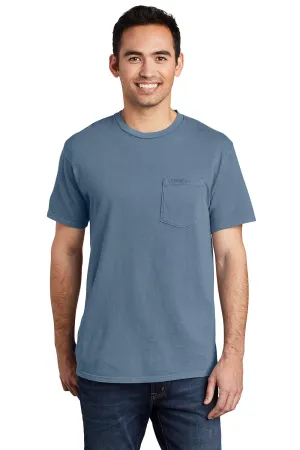 Port & Company Mens Beach Wash Short Sleeve Crewneck T-Shirt w/ Pocket - Denim Blue  Buy the latest Clothing Port-Company