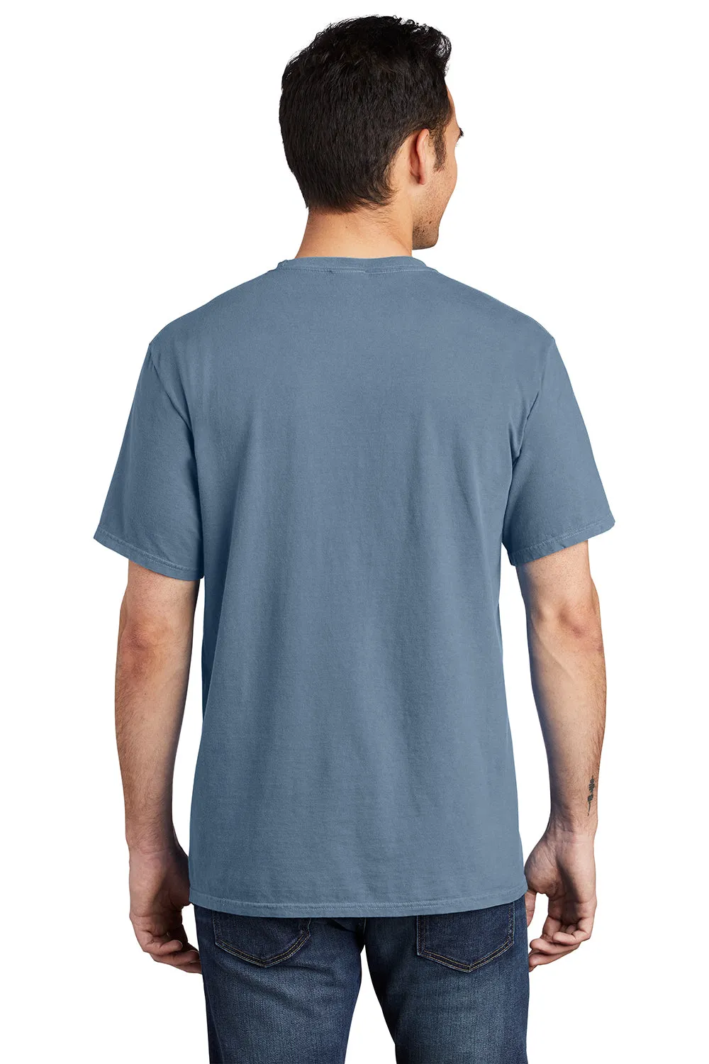 Port & Company Mens Beach Wash Short Sleeve Crewneck T-Shirt w/ Pocket - Denim Blue  Buy the latest Clothing Port-Company