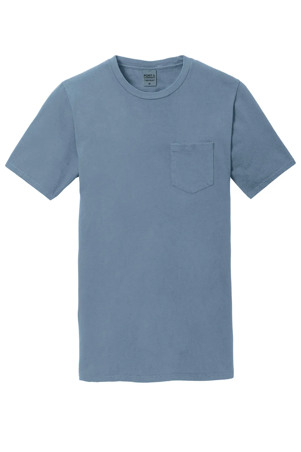 Port & Company Mens Beach Wash Short Sleeve Crewneck T-Shirt w/ Pocket - Denim Blue  Buy the latest Clothing Port-Company