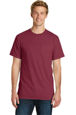 Port & Company Mens Beach Wash Short Sleeve Crewneck T-Shirt w/ Pocket - Merlot Red - Closeout  Buy the latest Clothing Port-Company