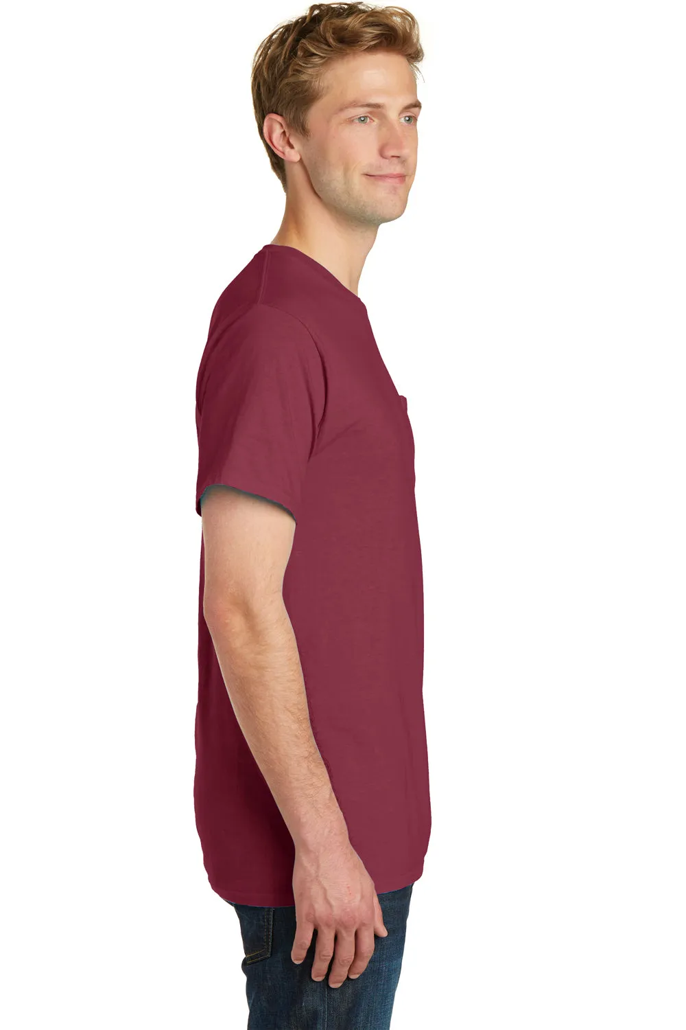 Port & Company Mens Beach Wash Short Sleeve Crewneck T-Shirt w/ Pocket - Merlot Red - Closeout  Buy the latest Clothing Port-Company