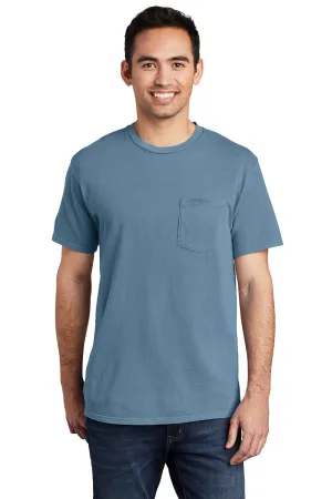 Port & Company Mens Beach Wash Short Sleeve Crewneck T-Shirt w/ Pocket - Mist Blue - Closeout  Buy the latest Clothing Port-Company