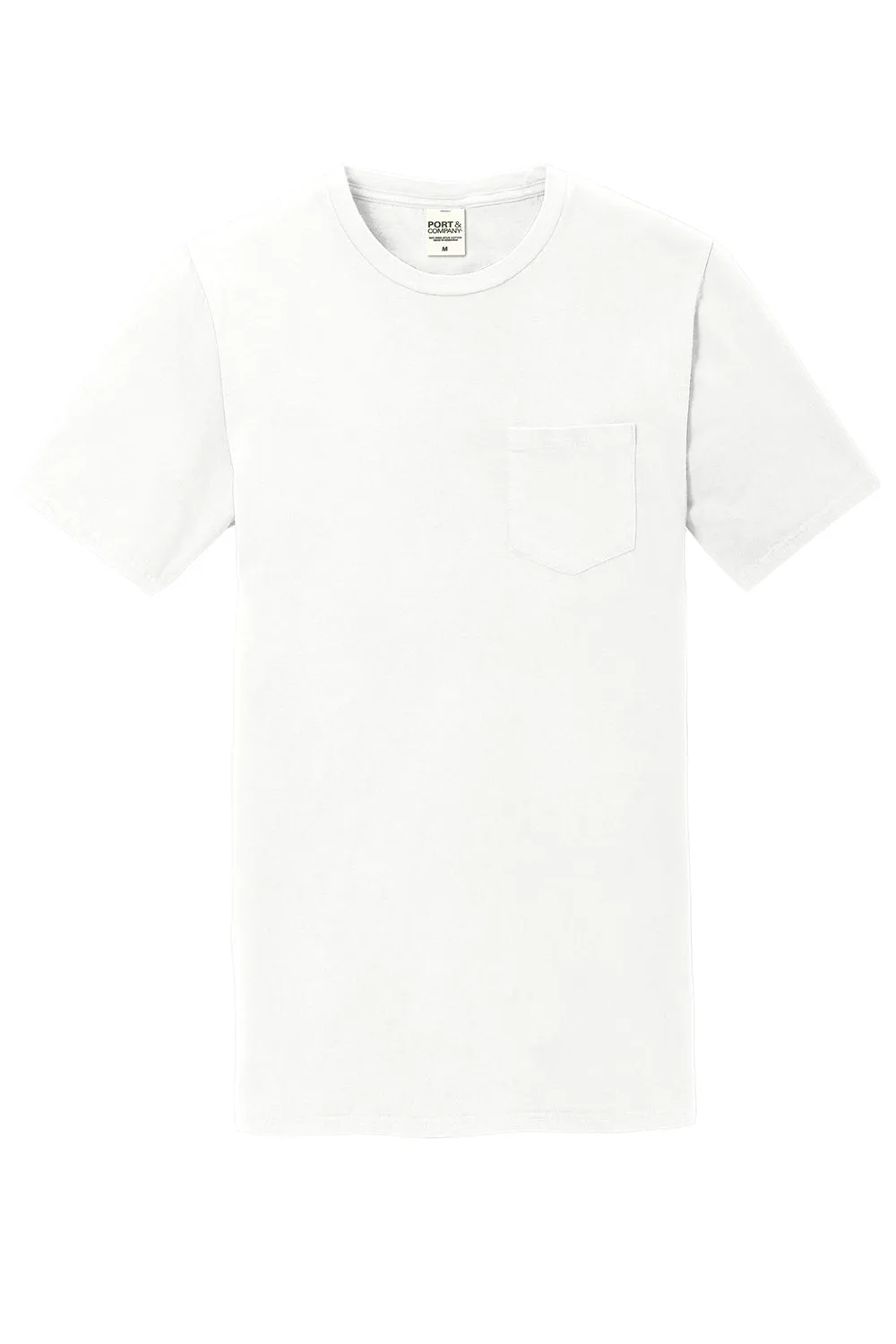 Port & Company Mens Beach Wash Short Sleeve Crewneck T-Shirt w/ Pocket - White  Buy the latest Clothing Port-Company