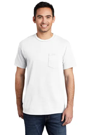 Port & Company Mens Beach Wash Short Sleeve Crewneck T-Shirt w/ Pocket - White  Buy the latest Clothing Port-Company