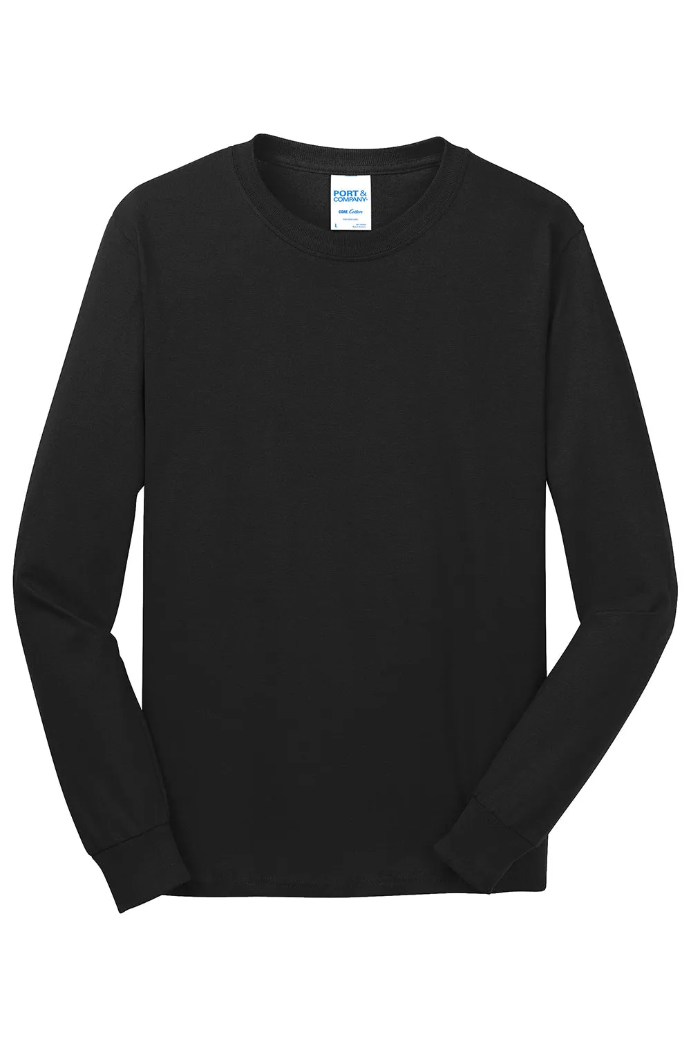 Port & Company Mens Core Long Sleeve Crewneck T-Shirt - Jet Black  Buy the latest Clothing Port-Company