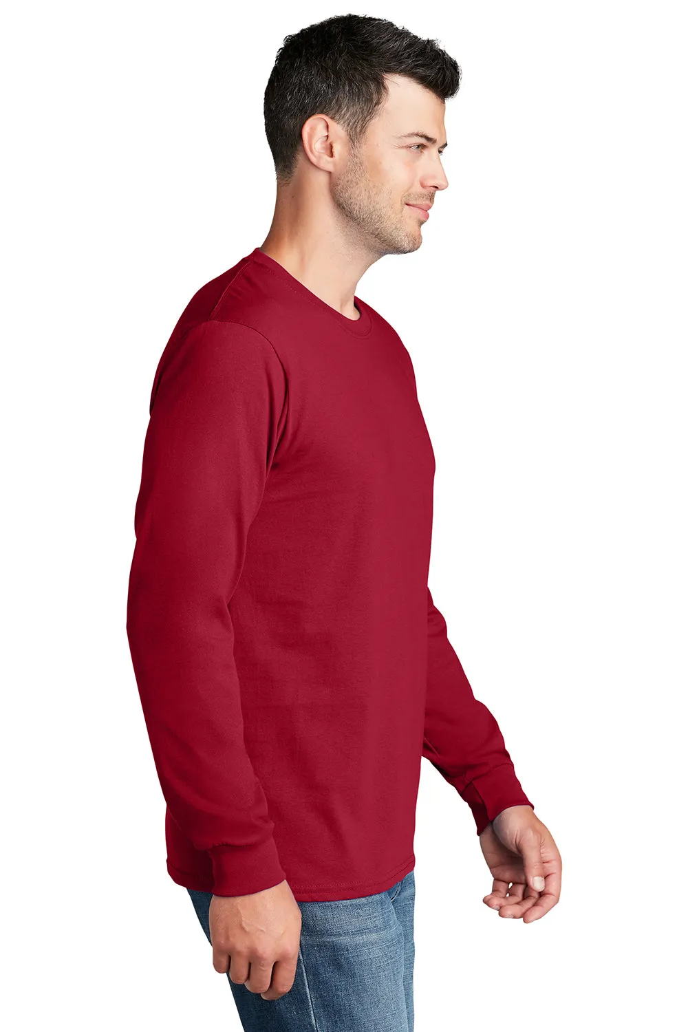 Port & Company Mens Core Long Sleeve Crewneck T-Shirt - Red  Buy the latest Clothing Port-Company