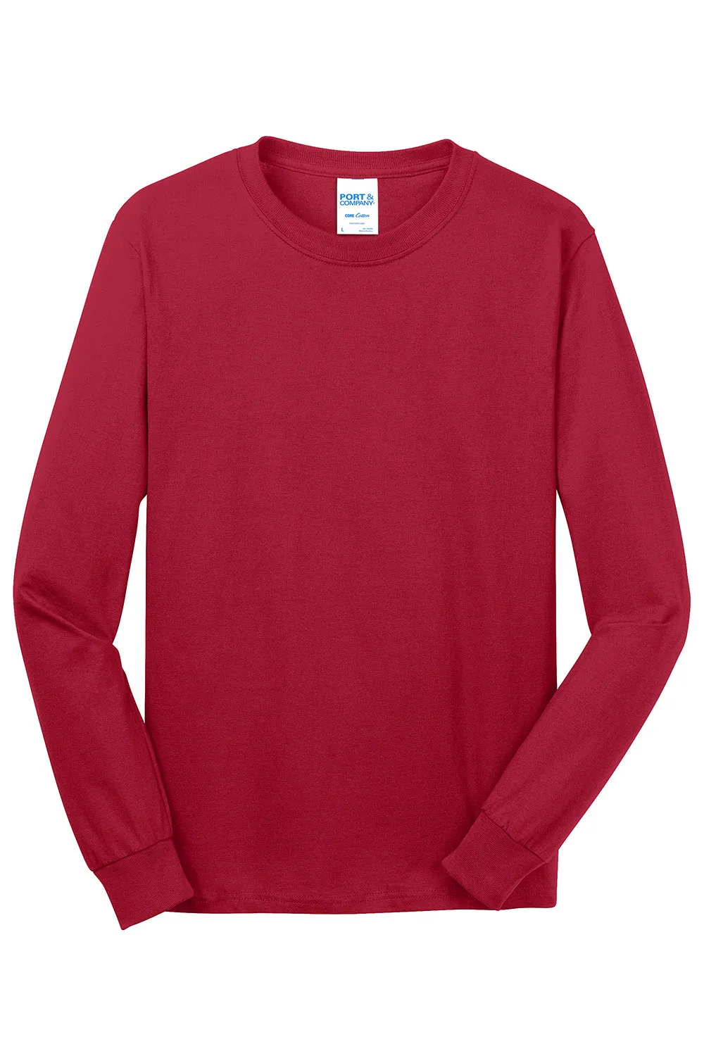 Port & Company Mens Core Long Sleeve Crewneck T-Shirt - Red  Buy the latest Clothing Port-Company