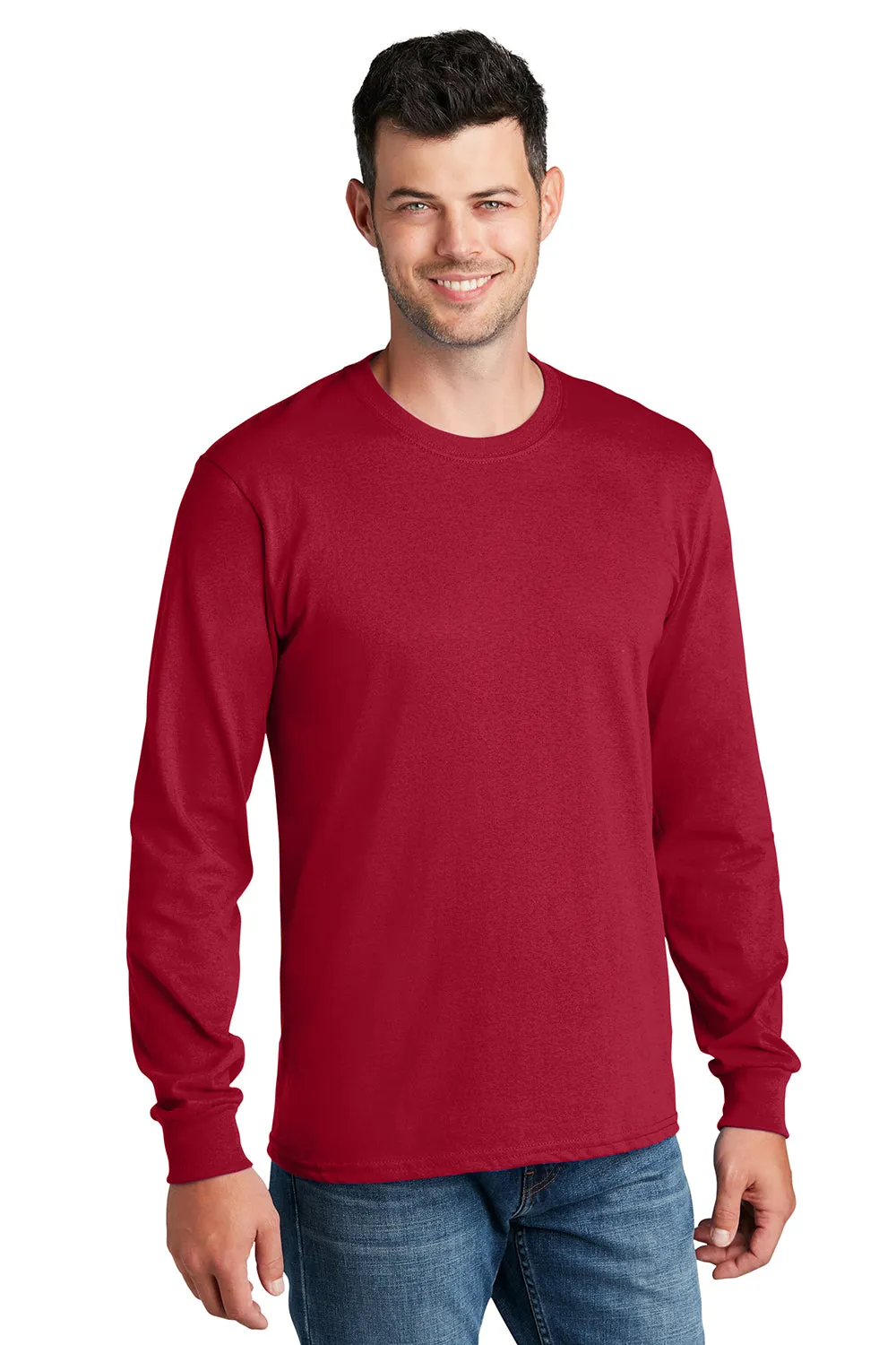 Port & Company Mens Core Long Sleeve Crewneck T-Shirt - Red  Buy the latest Clothing Port-Company