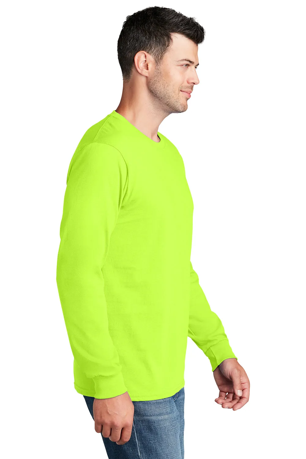 Port & Company Mens Core Long Sleeve Crewneck T-Shirt - Safety Green  Buy the latest Clothing Port-Company