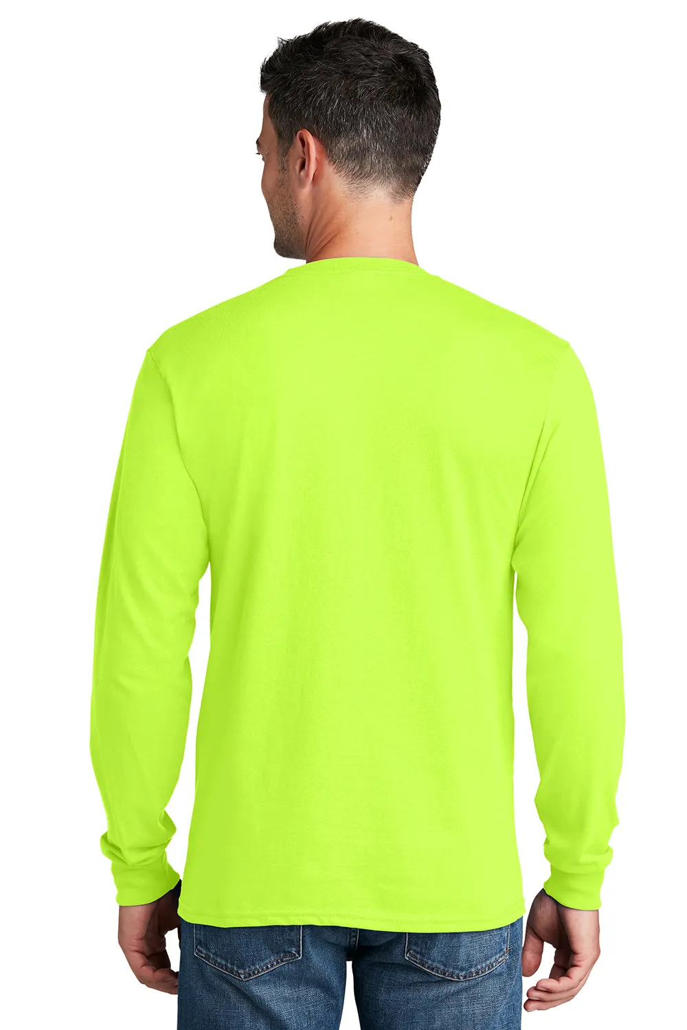 Port & Company Mens Core Long Sleeve Crewneck T-Shirt - Safety Green  Buy the latest Clothing Port-Company