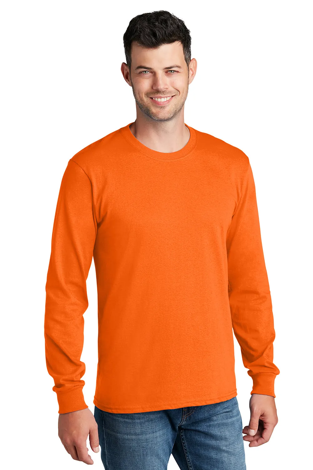 Port & Company Mens Core Long Sleeve Crewneck T-Shirt - Safety Orange  Buy the latest Clothing Port-Company