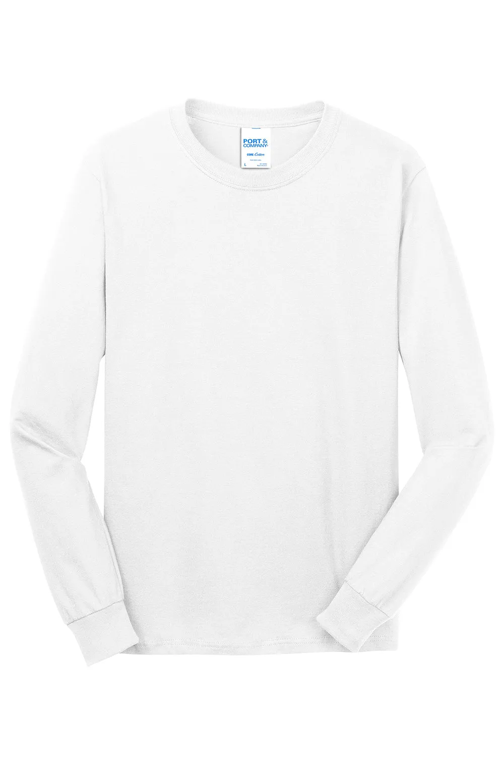Port & Company Mens Core Long Sleeve Crewneck T-Shirt - White  Buy the latest Clothing Port-Company