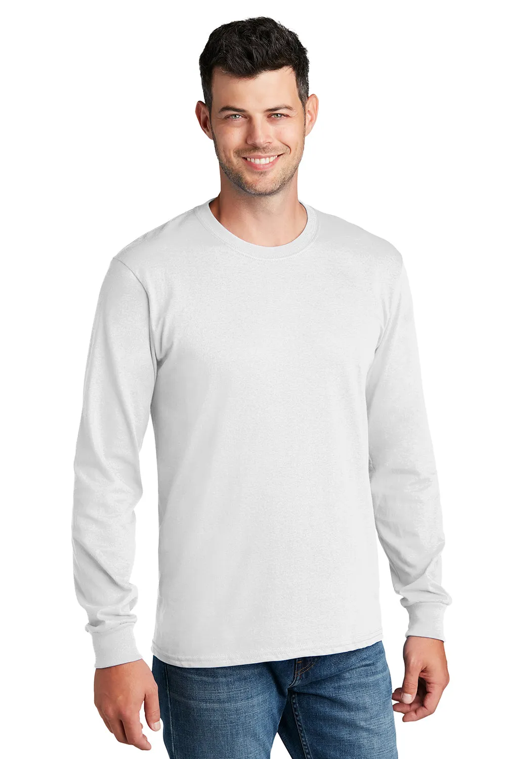 Port & Company Mens Core Long Sleeve Crewneck T-Shirt - White  Buy the latest Clothing Port-Company