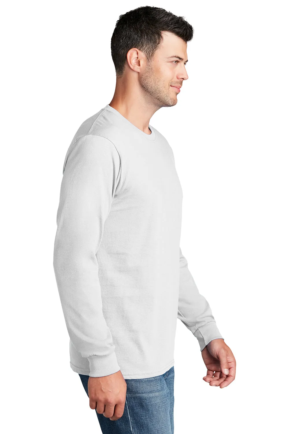 Port & Company Mens Core Long Sleeve Crewneck T-Shirt - White  Buy the latest Clothing Port-Company