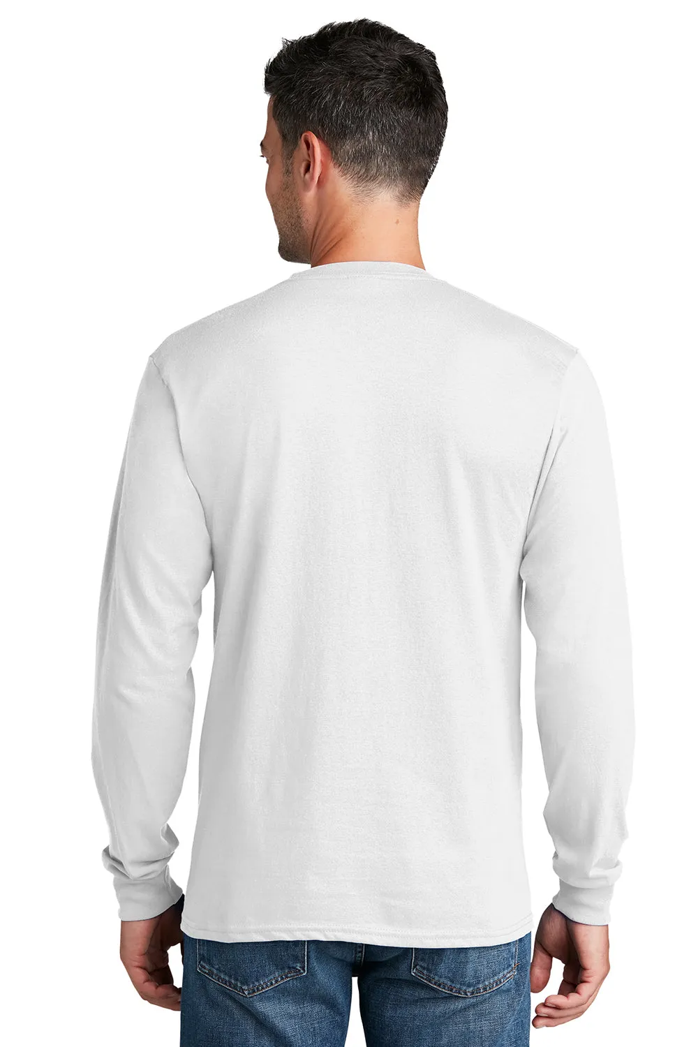 Port & Company Mens Core Long Sleeve Crewneck T-Shirt - White  Buy the latest Clothing Port-Company