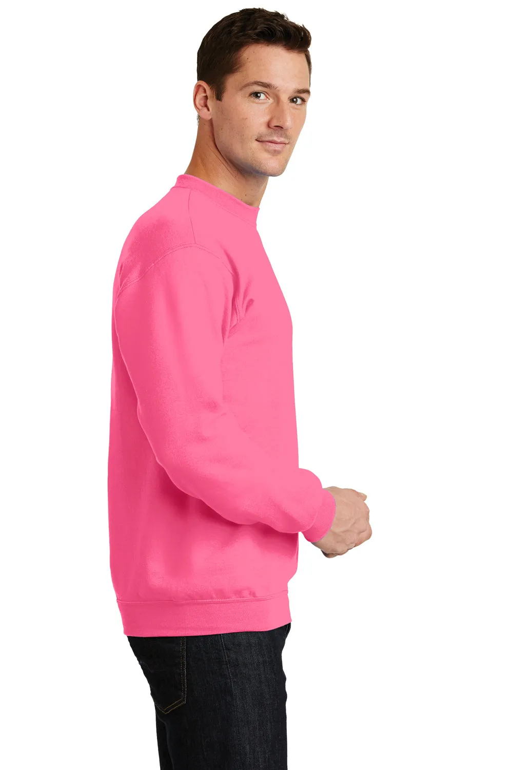 Port & Company Mens Core Pill Resistant Fleece Crewneck Sweatshirt - Neon Pink  Buy the latest Clothing Port-Company
