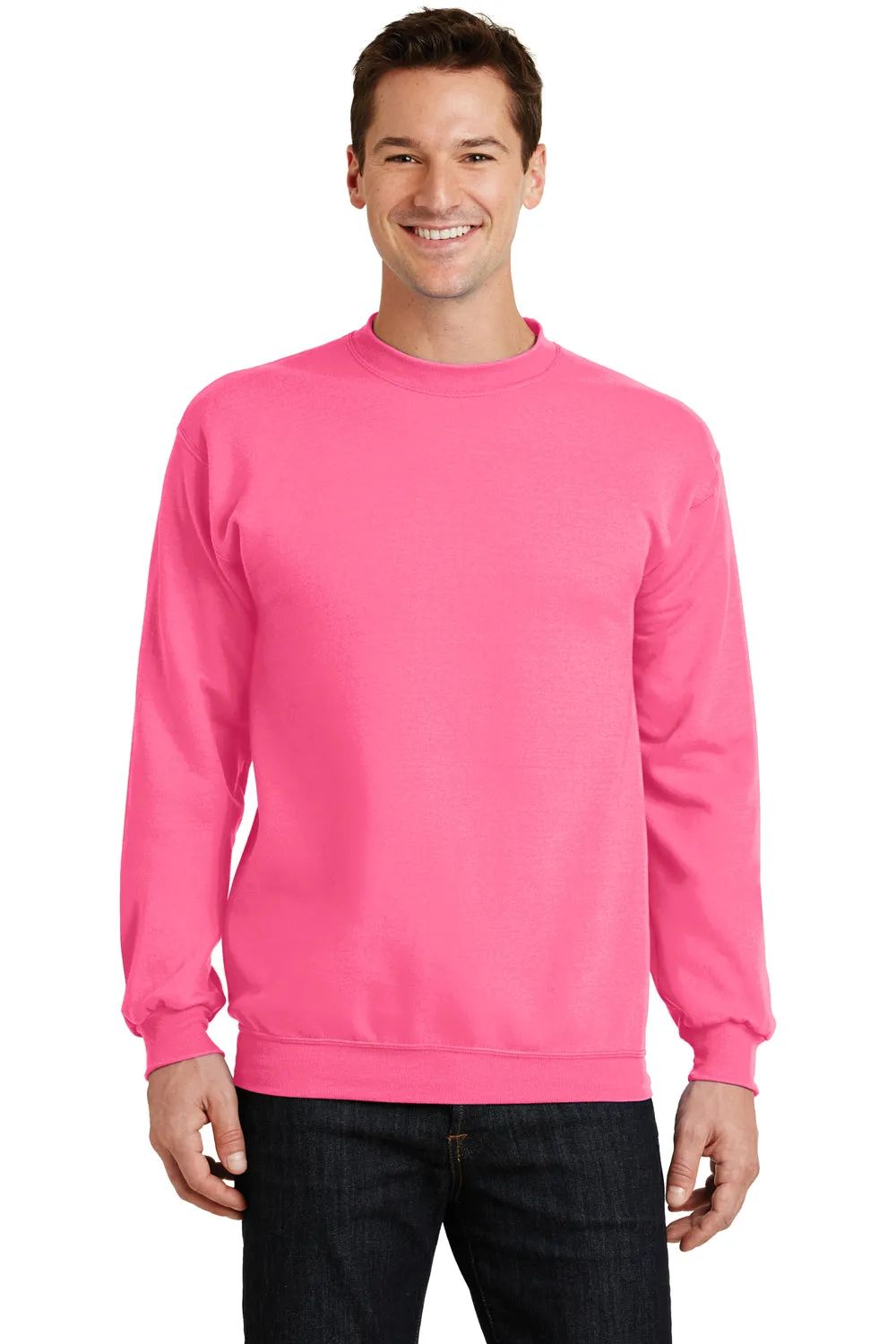 Port & Company Mens Core Pill Resistant Fleece Crewneck Sweatshirt - Neon Pink  Buy the latest Clothing Port-Company