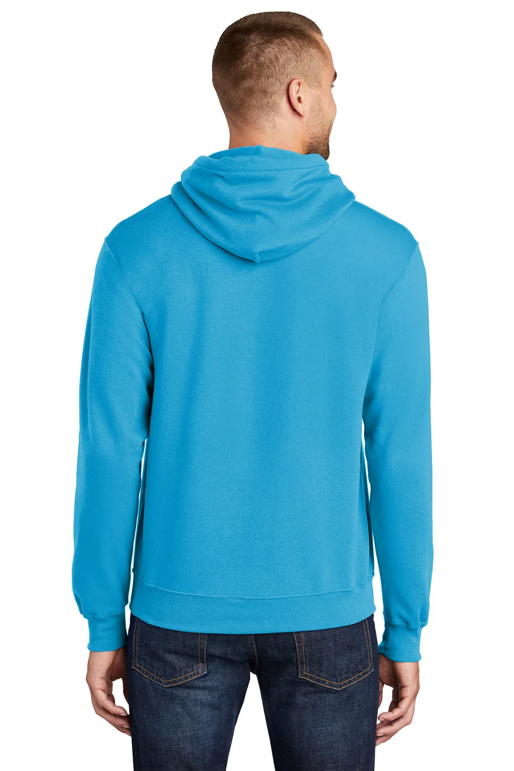 Port & Company Mens Core Pill Resistant Fleece Hooded Sweatshirt Hoodie w/ Pouch Pocket - Neon Blue  Buy the latest Clothing Port-Company